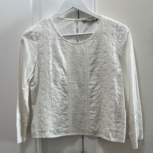 Zara Cropped Embroidered White Blouse
